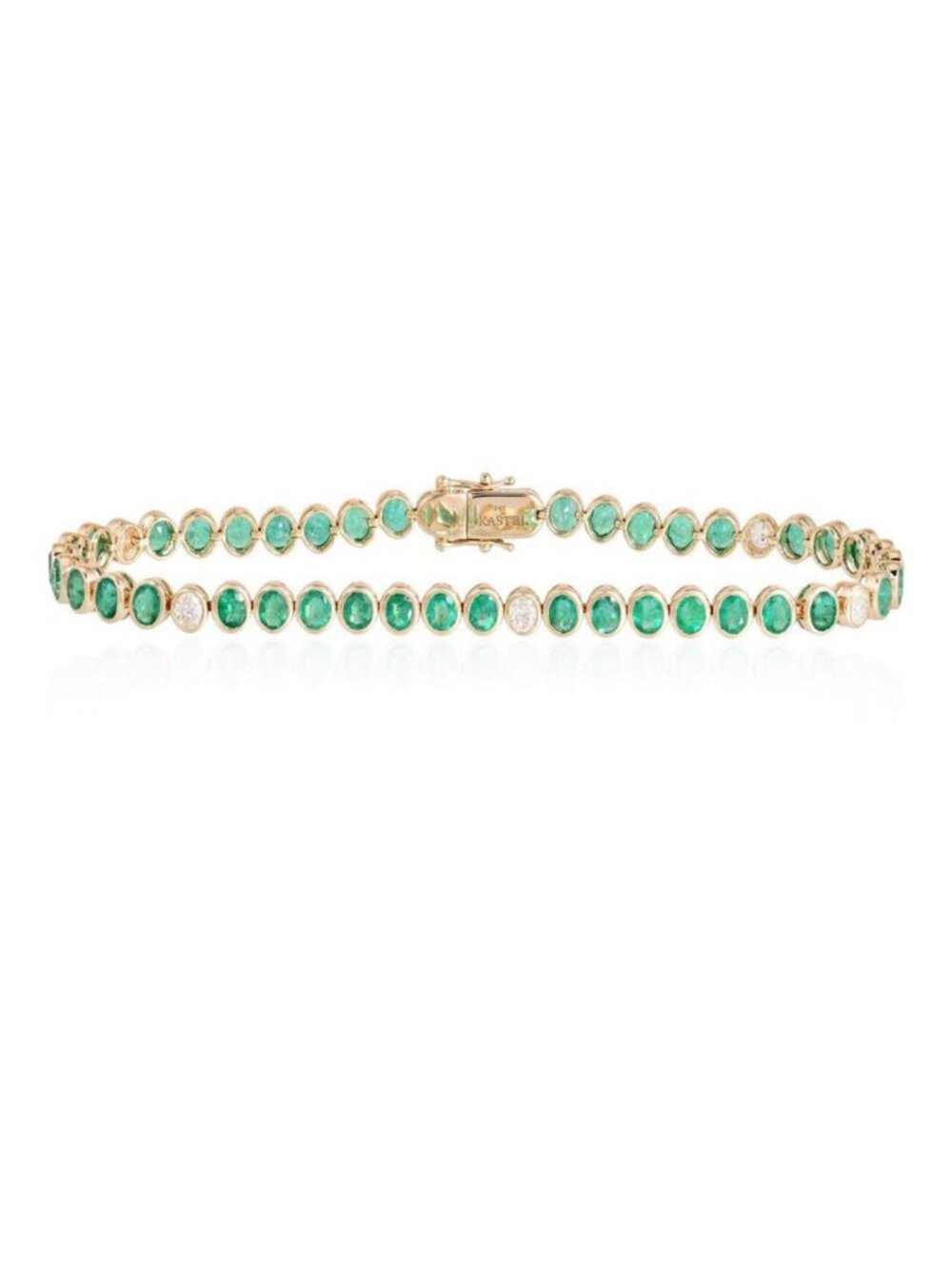 Gemstone Opal 14K (or 18k upon request) Yellow Gold Diamond Tennis Bracelet